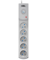 Przedłużacz przeciwprzepięciowy 5-gniazd 1,5m szary 10A 2300W Plastrol W-100034
