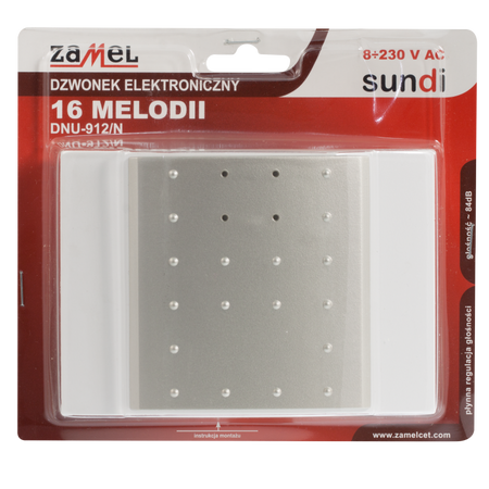 Dzwonek 16 melodii 8-230V srebrny DNU-912/N-SRB Zamel SUN10000088