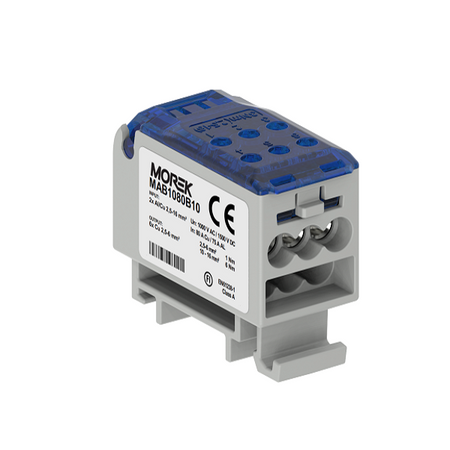 Blok rozdzielczy niebieski 2x 2.5-16mm wy: 6x 2.5-6mm 1000VAC/1500VDC Morek MAB1080B10