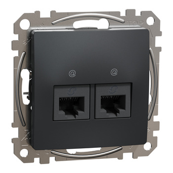 Gniazdo komputerowe podwójne RJ45 kat.6 czarny antracyt Sedna Design&Elements SDD114462 Schneider