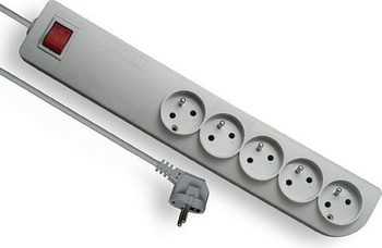 Przedłużacz przeciwprzepięciowy 5-gniazd z/u 3m szary Elgotech PSF3-503