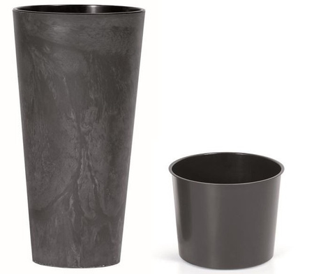 Doniczka wysoka z wkładem antracytowa TUBUS SLIM BETON EFFECT DTUS250E-S433