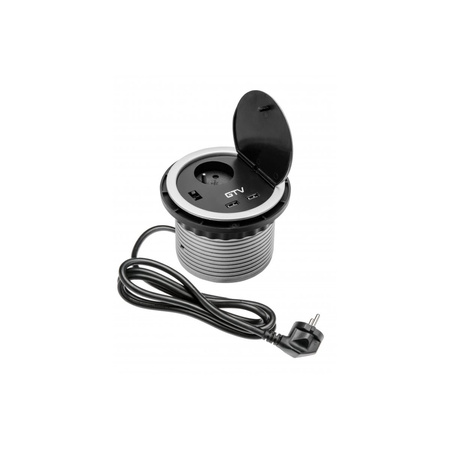 Gniazdo meblowe wpuszczane 1-gn z/u USB 5V 2A  GTV AE-BPW1U2UCH-80