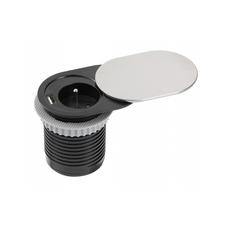Gniazdo meblowe wpuszczane 1-gniazdo z/u 1xUSB 2,4A inox GTV AE-BPW1U1UCH-51 