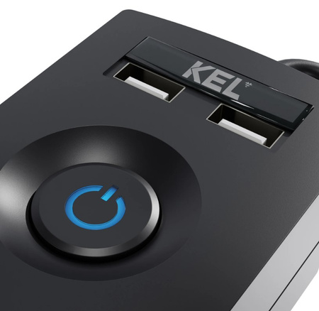 Przedłużacz przeciwprzepięciowy 5-gniazd + 2 x USB 3m czarna 10A 2300W Plastrol W-100044