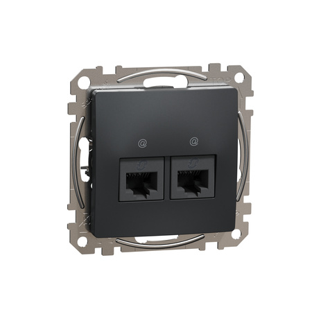 Gniazdo podwójne komputerowe RJ45 kat.5e czarny antracyt Sedna Design&Elements SDD114452 Schneider