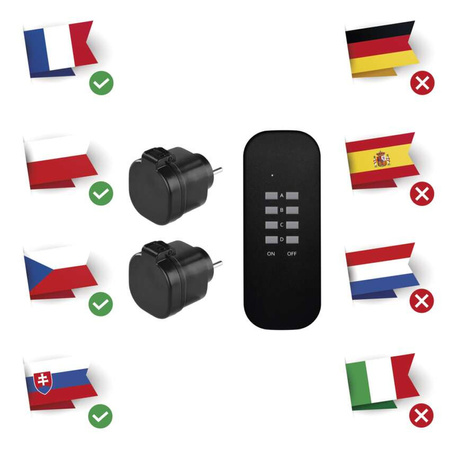 Zestaw 2-gniazd na pilota czarny IP44 Emos P0067 