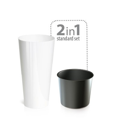 Doniczka z wkładem biała TUBUS SLIME SHINE DTUS300S-S449