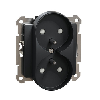 Gniazdo podwójne z uziemieniem czarny antracyt Sedna Elements SDD114271 Schneider