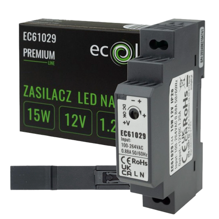 Zasilacz na szynę DIN 12V 15W PREMIUM Eco Light EC61029