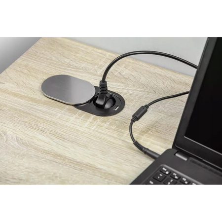 Gniazdo meblowe wpuszczane 1-gniazdo z/u 1xUSB 2,4A inox GTV AE-BPW1U1UCH-51 