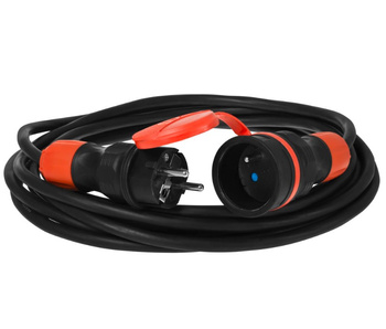 Przedłużacz pojedynczy z uziemieniem gumowy 3x1,5mm 20mb IP54 Plastrol W-99207