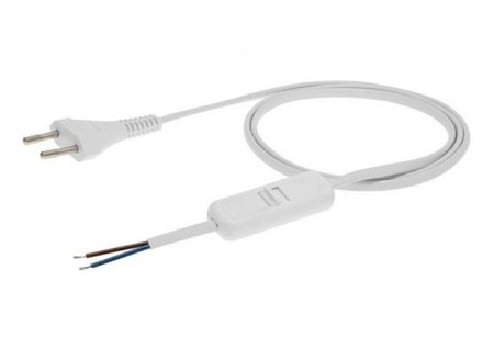 Przewód płaski z wtyczka i wyłącznikiem biały 2mb  OMYp  2X0,75 Elgotech