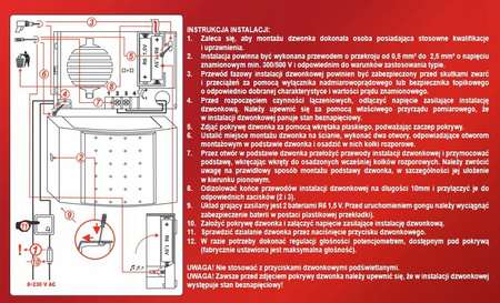 Dzwonek 16 melodii 8-230V srebrny DNU-912/N-SRB Zamel SUN10000088