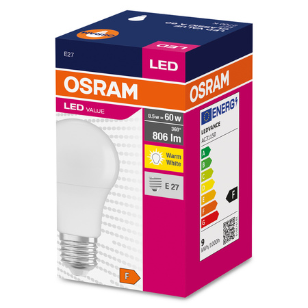 Żarówka LED 8,5W 806lm 2700K A 60 E27 VALUE CLASSIC Ledvance 4052899326842