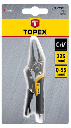 Szczypce zaciskowe wydłużone 225mm zakres 0-55mm Topex 32D857