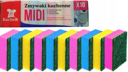 Zmywaki kuchenne gąbka midi kolorowe 10szt Kuchcik 3001
