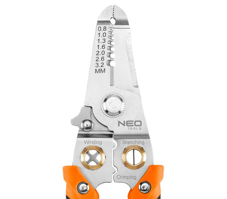 Szczypce do ściągania izolacji 6 w 1 180mm 0,8-3,2mm NEO 01-549