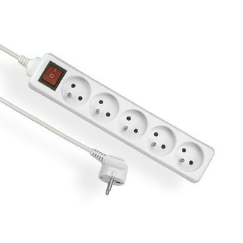Przedłużacz z uziemieniem i wyłącznikiem 5-gniazd biały 5m OMY 3x1 Elgotech EPS-505W