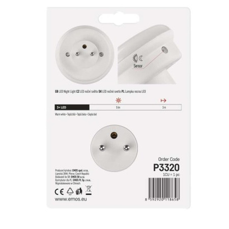 Lampka nocna LED do gniazdka 230V z czujnikiem zmierzchu P3320