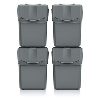 Zestaw koszy do segregacji śnieci szare 4 x 20L Sortibox Keden ISWB20S4-405U