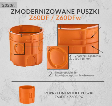 Puszka podtynkowa głęboka 1-krotna 60mm SIMET 33033008