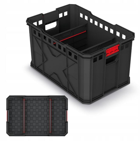 Skrzynka narzędziowa z przegrodami czarna X BLOCK PRO 30 PLUS Kistenberg KXB604030CS-S411