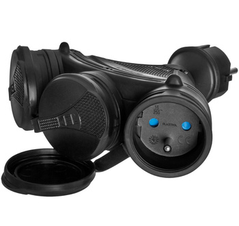 Rozgałęźnik do przedłużacza czarny 3-gniazda z/u 16A 250V IP54 Plastrol W-01154