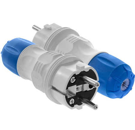 Wtyczka hermetyczna z uziemieniem IP54 16A 2P+Z 250V szary/niebieski Plastrol W-97976