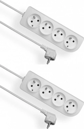 Przedłużacz z uziemieniem biały 4-gniazda 2m OMY 3x1 Elgotech EPS-402