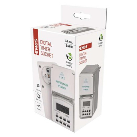 Cyfrowy programator czasowy IP44 zewnętrzny P5507 EMOS