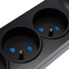 Listwa zasilająca przeciwprzepięciowa 5-gniazd + 2 x USB 1,5m czarna 10A 2300W W-100043