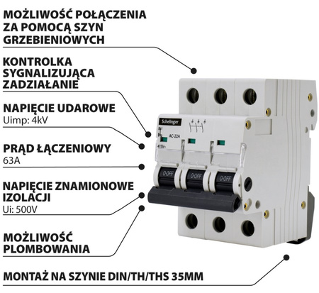 Rozłącznik modułowy izloacyjny 3-mod 100A  Schelinger  A11-SR7-3P-100