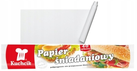Papier śniadaniowy biały w rolce 40 szt arkuszy Kuchcik