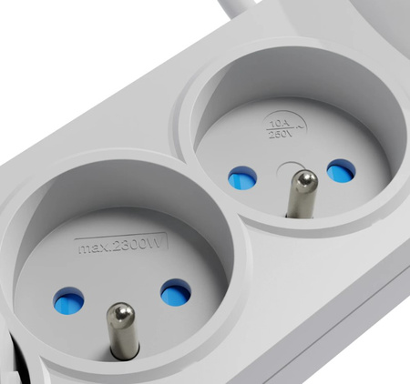 Przedłużacz przeciwprzepięciowy 5-gniazd + 2 x USB 3m szary 10A 2300W Plastrol W-100041