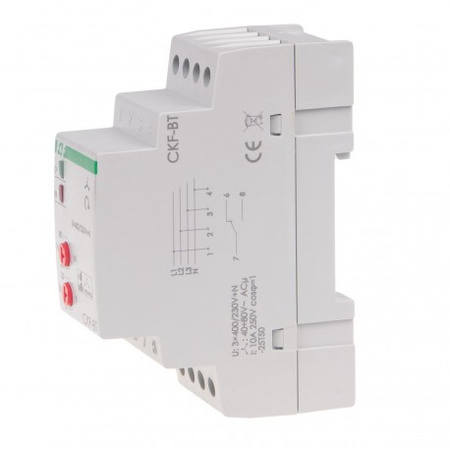 Przekaźnik kolejności, zaniku i asymetrii faz 10A 1P 0,5-5sek 40-80V F&F CKF-BT