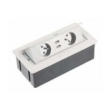Gniazdo meblowe wpuszczane 2-gniazda z/u USB 2,1A biały GTV AE-PBSUC2GU-10