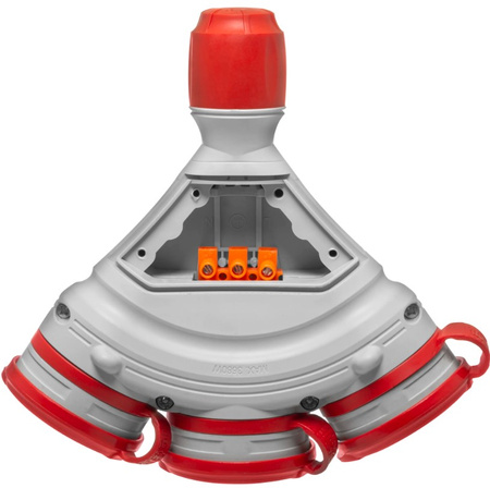 Rozgałęźnik 3-gniazda z uziemieniem  16A 250V IP54 szary/czerwony Plastrol W-01155