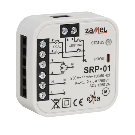 Sterownik rolet dopuszkowy 5A AC-3 230V 0-2min SRP-01 Zamel EXT10000126
