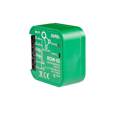 Odbiornik dopuszkowy WI-FI 2-kanałowy dwukierunkowy SUPLA ROW-02 Zamel SPL10000003