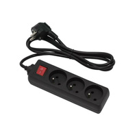 Przedłużacz z uziemieniem i wyłącznikiem czarny 3-gniazda z/u 1,5m OMY 3x1 Elgotech EPS-301,5W-2