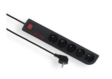 Przedłużacz przeciwprzepięciowy 5-gniazda z/u 1,5m czarny Elgotech PSF2-501-2