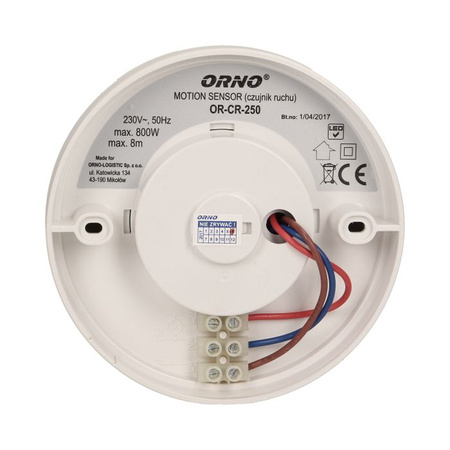 Czujnik ruchu biały natynkowy 800W 360st IP20 Orno OR-CR-250 
