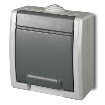 Gniazdo pojedyncze natynkowe hermetyczne szary IP55 AQUANT 1241-10 Elektro-Plast