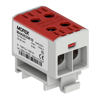 Złączka szynowa podwójna czerwony 2 x 2,5-35mm Morek MAA2035R10