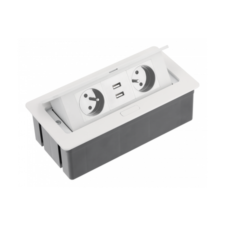 Gniazdo meblowe wpuszczane 2-gniazda z/u USB 2,1A biały GTV AE-PBSUC2GU-10