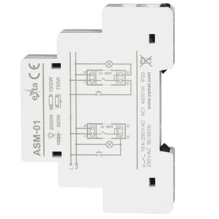 Automat schodowy 16A 230V AC 4000VA 1Z 10 s do 10 min ASM-01 Zamel EXT10000004