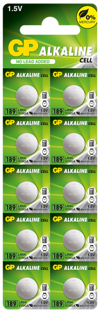 Bateria pastylkowa litowa AG10 / LR54  GP-Battery 1opk =10szt. baterii