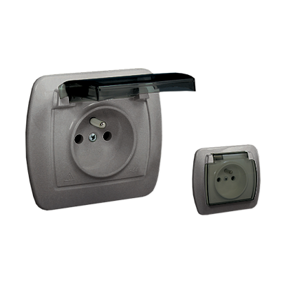Gniazdo pojedyncze z/u aluminium IP44 AKORD AGZ1BE/26A Kontakt-Simon