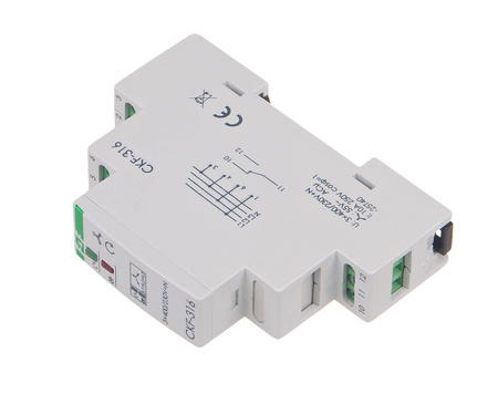 Przekaźnik kolejności, zaniku i asymetrii faz 3x400/230V+N 10A 1P 4sek 55V F&F CKF-316